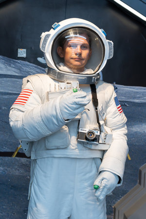 Shah Alam, Malaysia - April 17,2023 : Neil Armstrong's wax figure displayed at Red Carpet 2 in...
