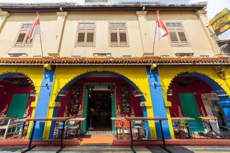 Singapore - August 30,2023 : Haji Lane is a shopping street in the heart of Singapore Kampong Glam Arab Quarter, it famous for shops, cafes, bar and restaurants.のeditorial素材