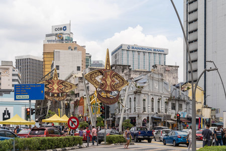 Kuala Lumpur, Malaysia - February 4, 2024 : People can seen exploring and shopping around Kasturi...