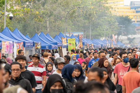 Kuala Lumpur, Malaysia - March 16,2024 : People seen exploring and buying foods around the Ramadan...