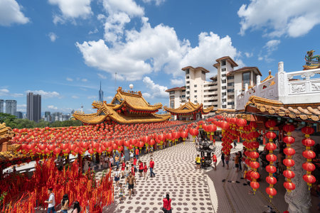 KL, Malaysia - Aug 10,2024 : Thean Hou Temple is one of the largest Chinese temples in South-East Asia. During Chinese New Year, many people come to Thean Hou Temple to pray for a better year head.のeditorial素材