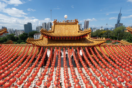 KL, Malaysia - Aug 10,2024 : Thean Hou Temple is one of the largest Chinese temples in South-East Asia. During Chinese New Year, many people come to Thean Hou Temple to pray for a better year head.のeditorial素材