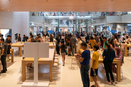 KL, Malaysia- September 1, 2024 : People can seen exploring around Apple The Exchange TRX. It is the...