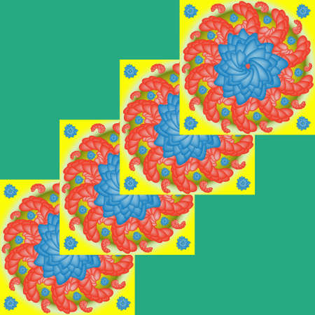 diagonal flower shrimp. diagonal pattern Royal blue flowers and pink shrimpのイラスト素材
