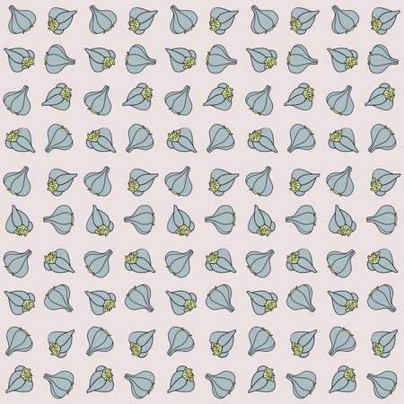 Garlic background. Garlic in color, square, pattern
