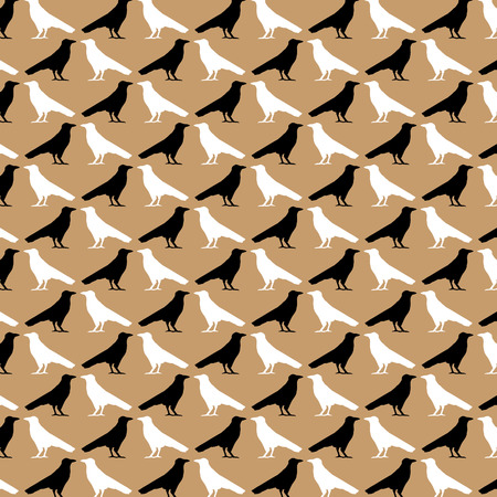 Ravens. The pattern of diagonal crowns silhouettes, black and whiteのイラスト素材