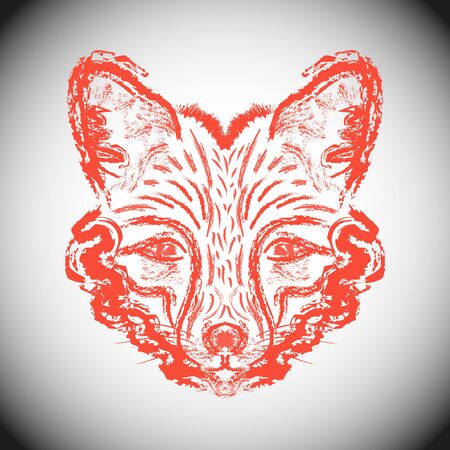 Muzzle foxes. Fox with sideburns, sketch strokes.のイラスト素材