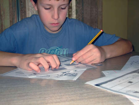 Child writingの写真素材