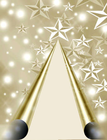 Christmas tree stars on iridescent paperの写真素材