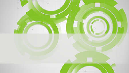 Abstract technology circles lines on greenの写真素材