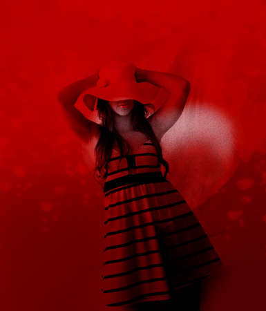 Women and Heart Paintの写真素材