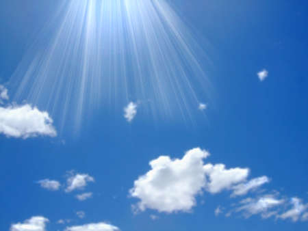 Sun in blue skyの写真素材