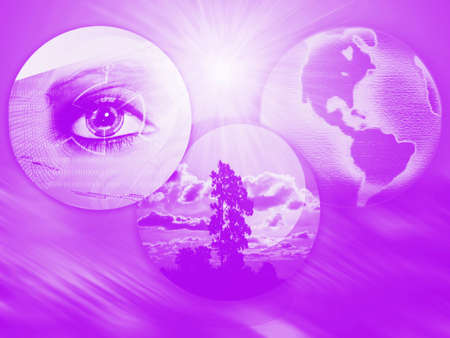 planet, earth and globe on violetの写真素材