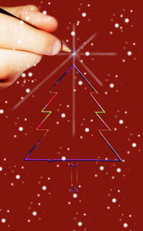 hand drawing Christmas treeの写真素材