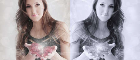 beautiful happy woman in the celebrationsの写真素材