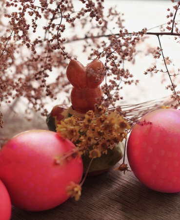 easter eggs and rabbit