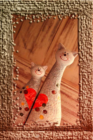 cats they share love heartの写真素材