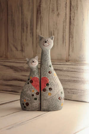 cats they share love heartの写真素材