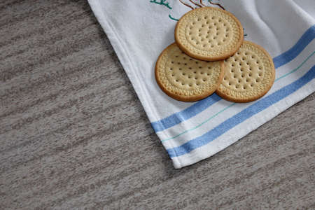 Sweet cookies on the table on rustic tableの写真素材