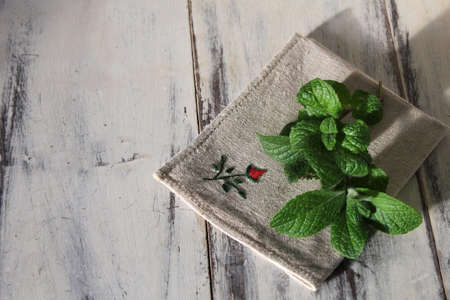 His Branch mint napkinの写真素材