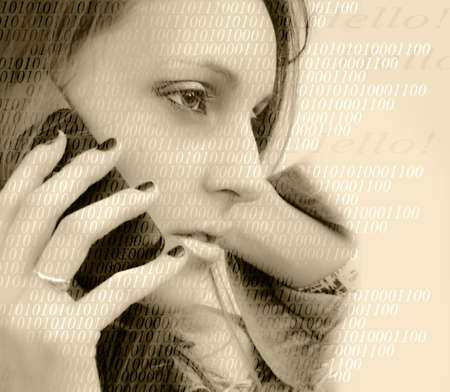 woman talking on mobile phoneの写真素材