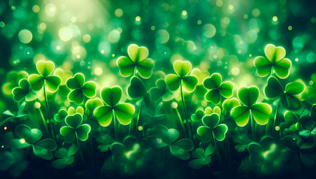 Clover of four leaves Clover Clover St. Patrick's Day Textured green backgroundの素材