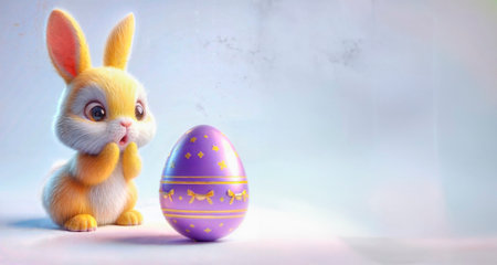 Easter bunny and eggs. Easter banner with copy space for your text.の素材