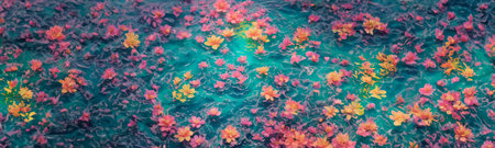 Cherry blossoms in the sea. Panoramic image.の素材