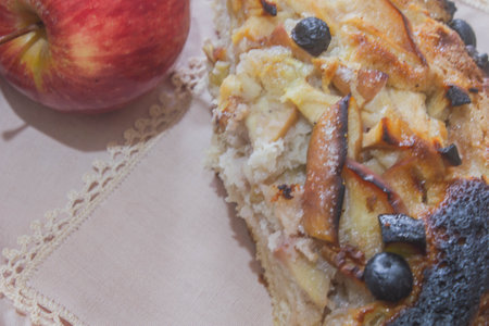 Apple pie with raisins and blueberries. Selective focus.の写真素材