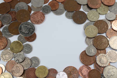 coins on white backgroundの写真素材