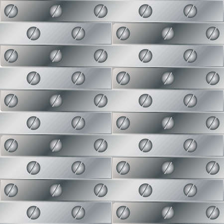 Seamless vector texture with riveted metal plates and screws.のイラスト素材