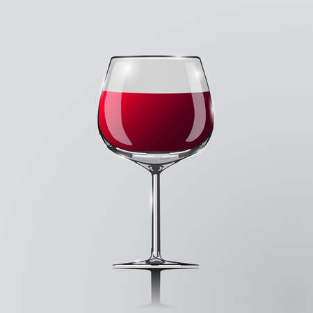 Realistic vector illustration of a wine glass. Wine glass. Clip art - wine glass. Element of desing. Red wine in glass.のイラスト素材