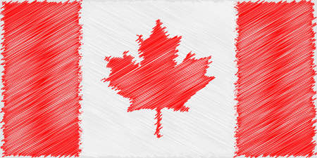 Flag Canadian pencil drawing vector illustration. Vector flag. Using for decoration works. Flag of Canada.のイラスト素材