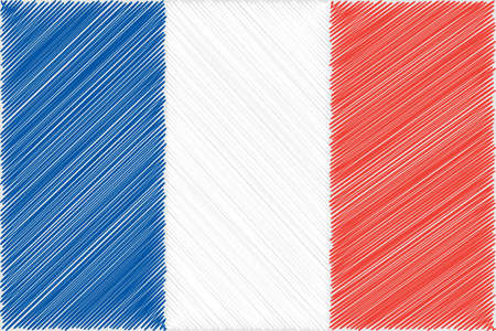 Vector flag of  France pencil drawing vector illustration. Using for decoration works.のイラスト素材