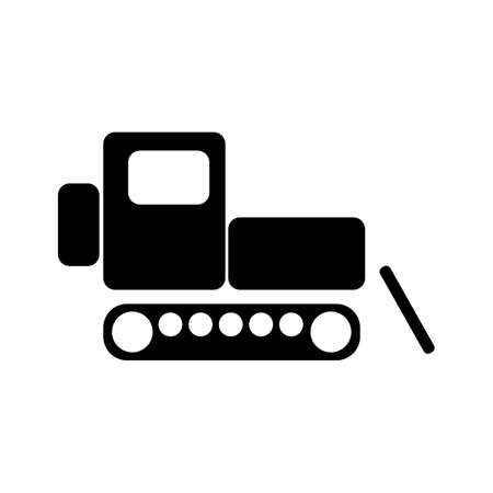 Caterpillar tractor. Flat icon Simple icon. Blackのイラスト素材