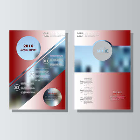 Red annual report leaflet brochure flyer template A4 size design, book cover layout design. Abstract blue presentation templates. Lorem ipsum.のイラスト素材
