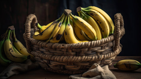 Beautiful a collection of banana orange in a basketの素材