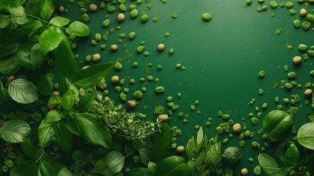 Earth Day Banner Background with plants, plant seeds and miniature earthの素材