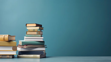 World Book Day with collection of stack of books on clean background for banner designの素材
