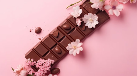 Valentine Day for sale banner background with a collection of chocolate and pink flower sprinklesの素材