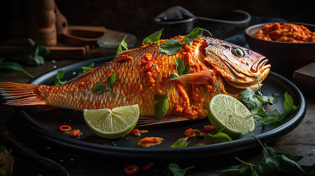 baked snapper red curry with complete composition and perfect viewing anglesの素材