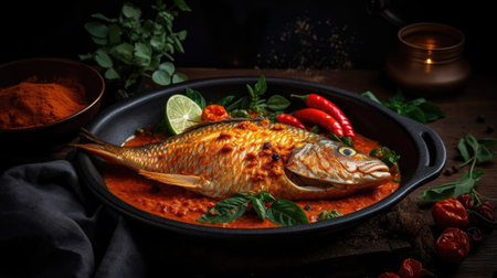 baked snapper red curry with complete composition and perfect viewing anglesの素材