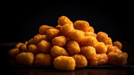 crispy tater tots with soy sauce on a blur backgroundの素材