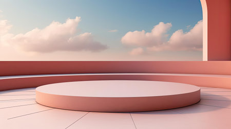 3d render podium design for product display or product stand with minimalistic backgroundの素材