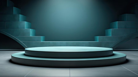 modern podium design for product display or product stand with cinematic background and lightingの素材