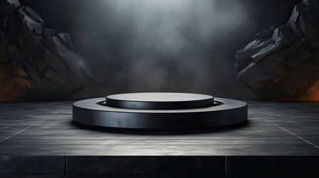 modern podium design for product display or product stand with cinematic background and lightingの素材