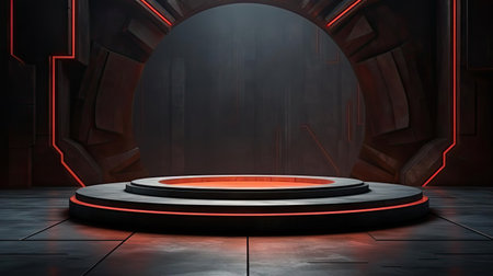 modern podium design for product display or product stand with cinematic background and lightingの素材