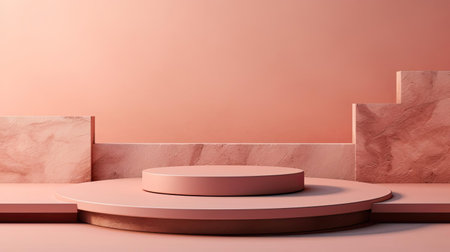 3d render podium design for product display or product stand with minimalistic backgroundの素材