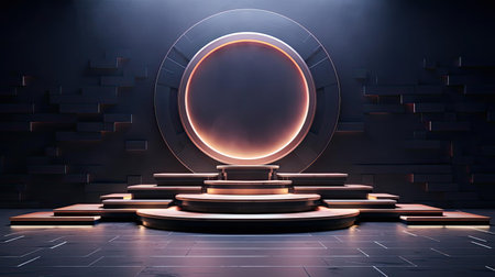 modern podium design for product display or product stand with cinematic background and lightingの素材