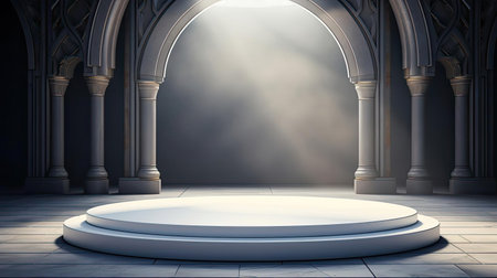 modern podium design for product display or product stand with cinematic background and lightingの素材
